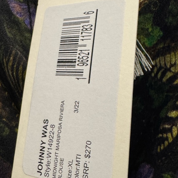 Johnny Was Silk Multicolor Butterfly Blouse - Picture 6 of 9